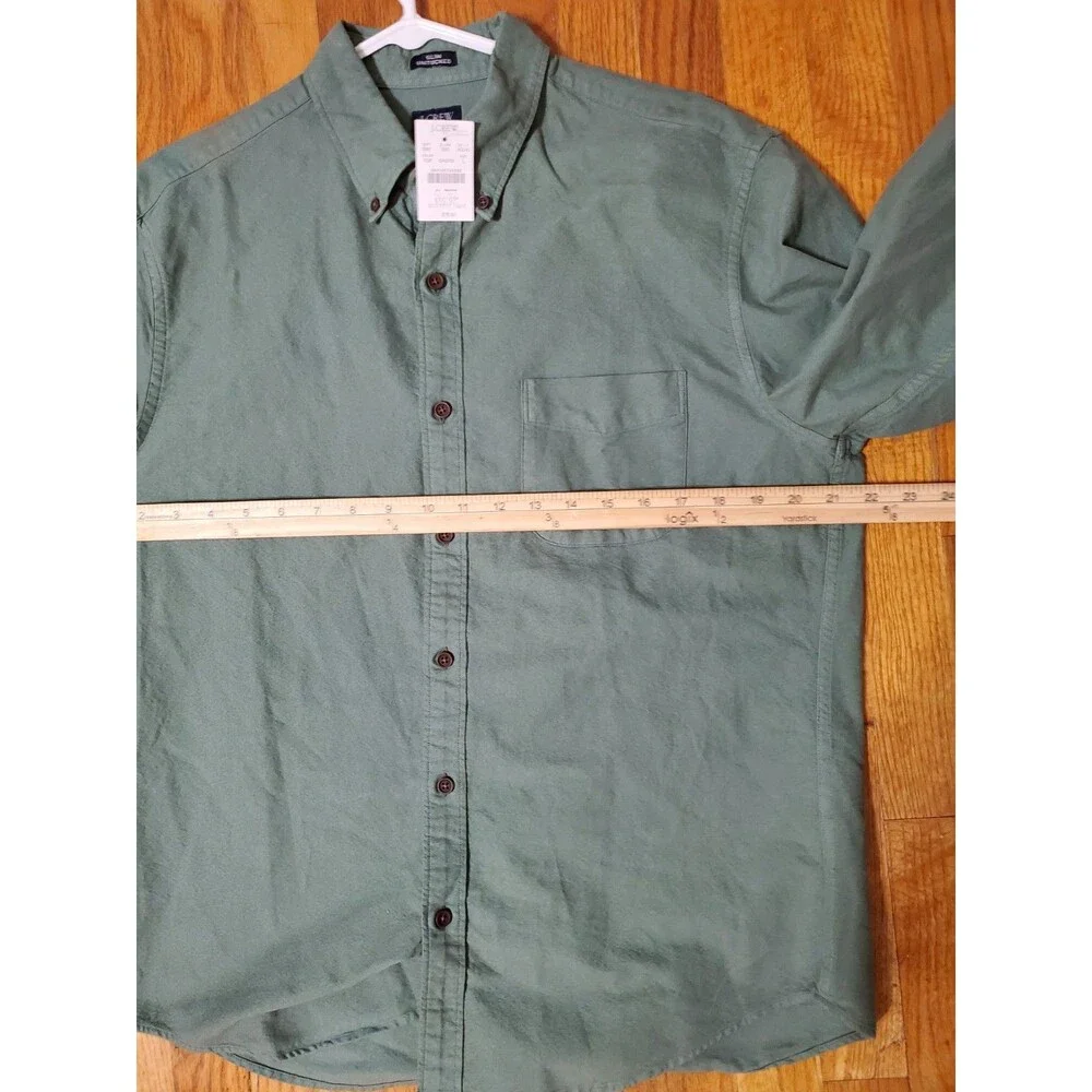 J.Crew Mens Shirt Slim Untucked Garment Dye Cotton Button Down Green Size Large